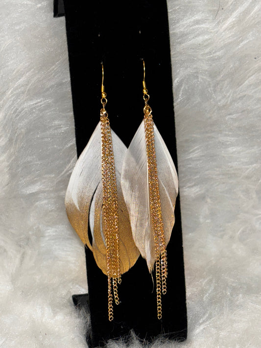 Gold Feather Earrings